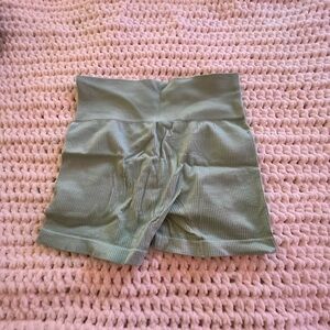 Green Women's Ribbed Shorts